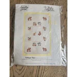 Baby Afghan Counted Cross Stitch Kit Antique Toys #50466 Something Special New